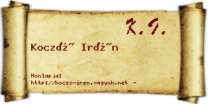 Koczó Irén névjegykártya
